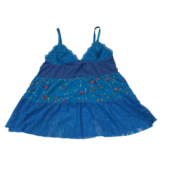 NWT Victoria's Secret Vintage Y2k 2006 Lace Floral Blue Dainty Babydoll Top Med - Picture 1 of 8